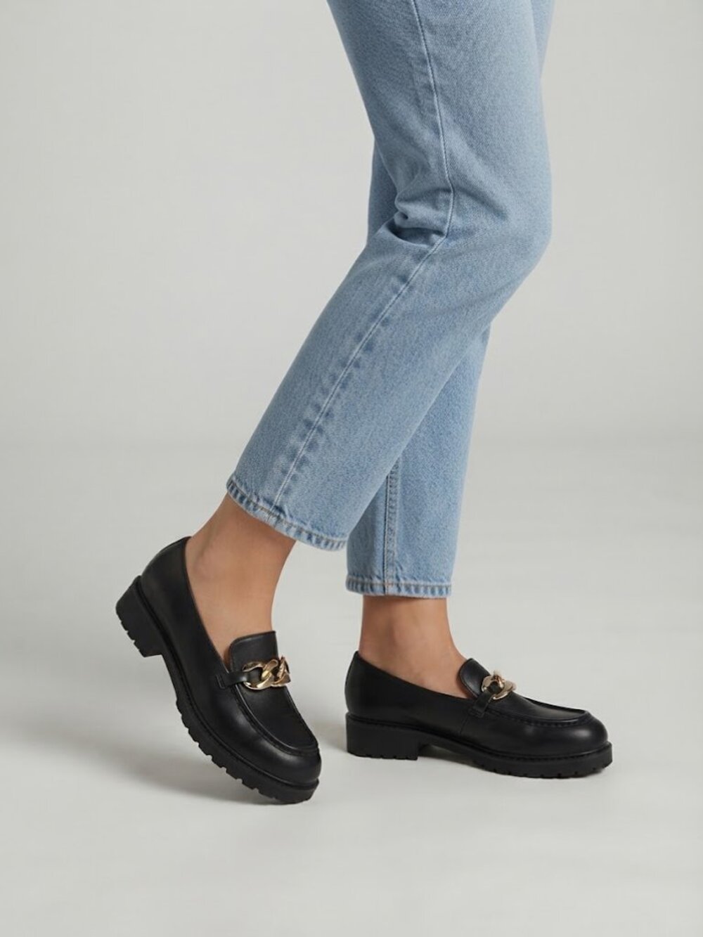 Princess Polly Unchained Chunky Platform Loafers Black Size 10 NEW